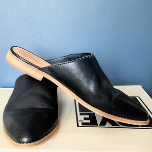 Frye Black Leather Mules Size 8.5 | Minimalist Slip-On Slides